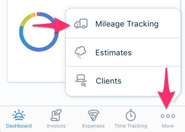 Mileage Tracking button in app.