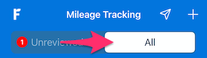 All tab in mileage tracking section.