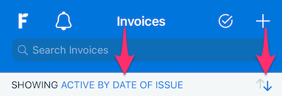 Showing link at top of list of invoices.