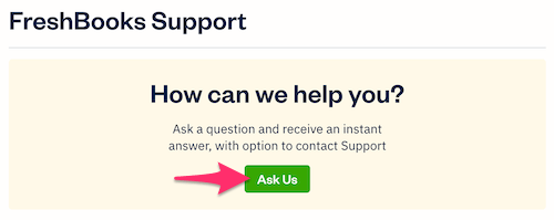 Ask Us button on contact support page.
