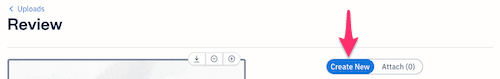 Review section with Create New sub-tab selected.