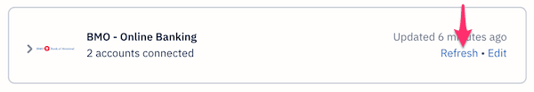 Link to refresh bank connection.