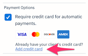Add credit card link under payment options box.
