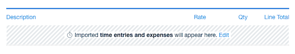 Line on template showing placeholder for future unbilled time and expenses.