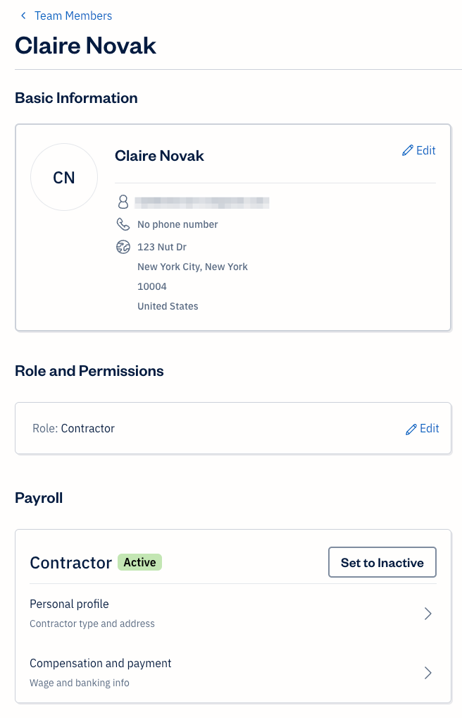 Contractor profile with two options to select.