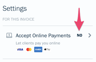 Accept online payments under settings on invoice.
