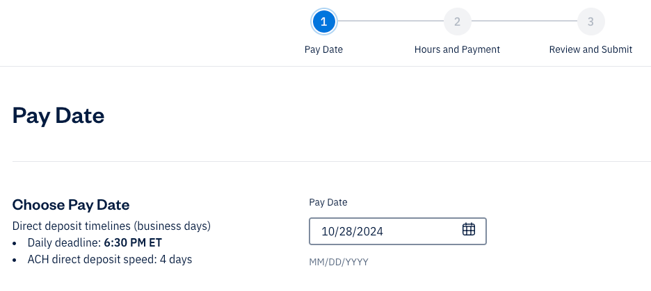 Pay date with date option.