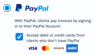 Box checked off for accepting debit and credit card payments through PayPal.
