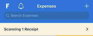 Scanning bar above list of Expenses.