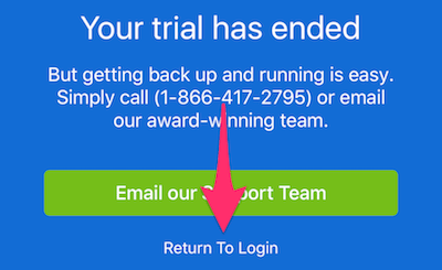 Return to login link.