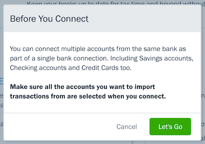 Before you connect message specifying to select accounts.