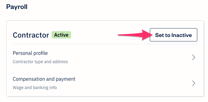 Set to inactive button next to contractor profile.