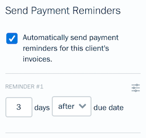 Checkbox enabled to send reminders with additional settings.