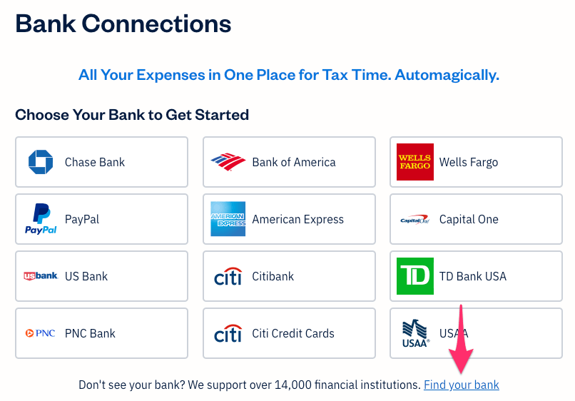 Find your bank link in Bank Connections section.