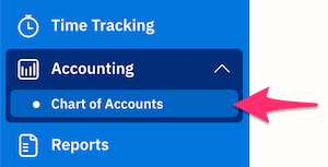 Chart of Accounts under Accounting in the navigation menu.