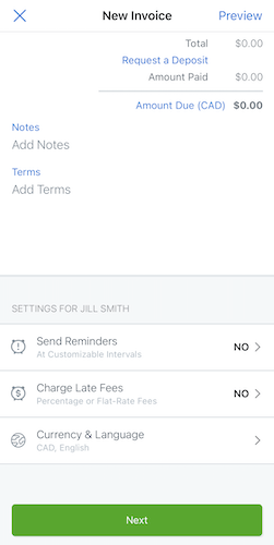 Invoice Settings section with three options.