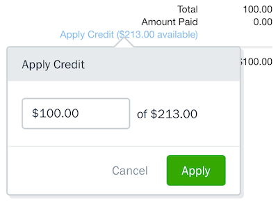 Apply credit box with field to fill out.