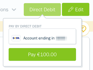 Direct debit button above invoice.