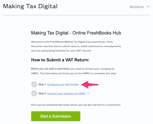 Making tax digital portal with steps to complete inside account.