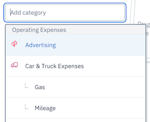 Operating Expense header in dropdown of categories.