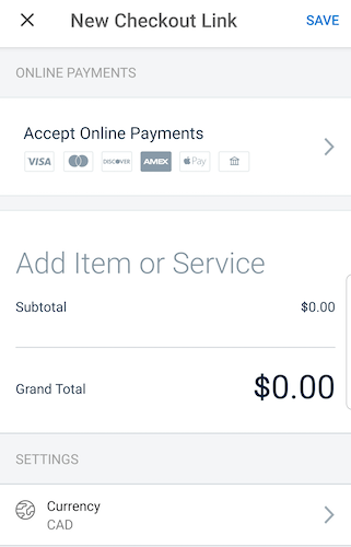 New checkout link with fields to fill out.