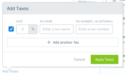 Example of tax fields to fill out for expense.