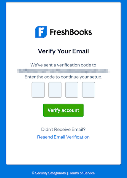 Webpage with a field to enter the code and verify account button.