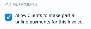 Checkbox to enable partial payments.