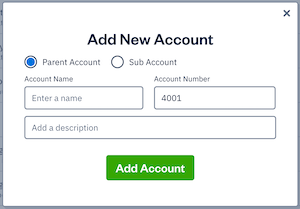 Add new account with fields to fill out.