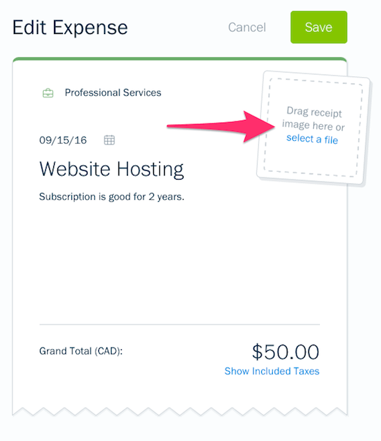 Select a file link on Expense.